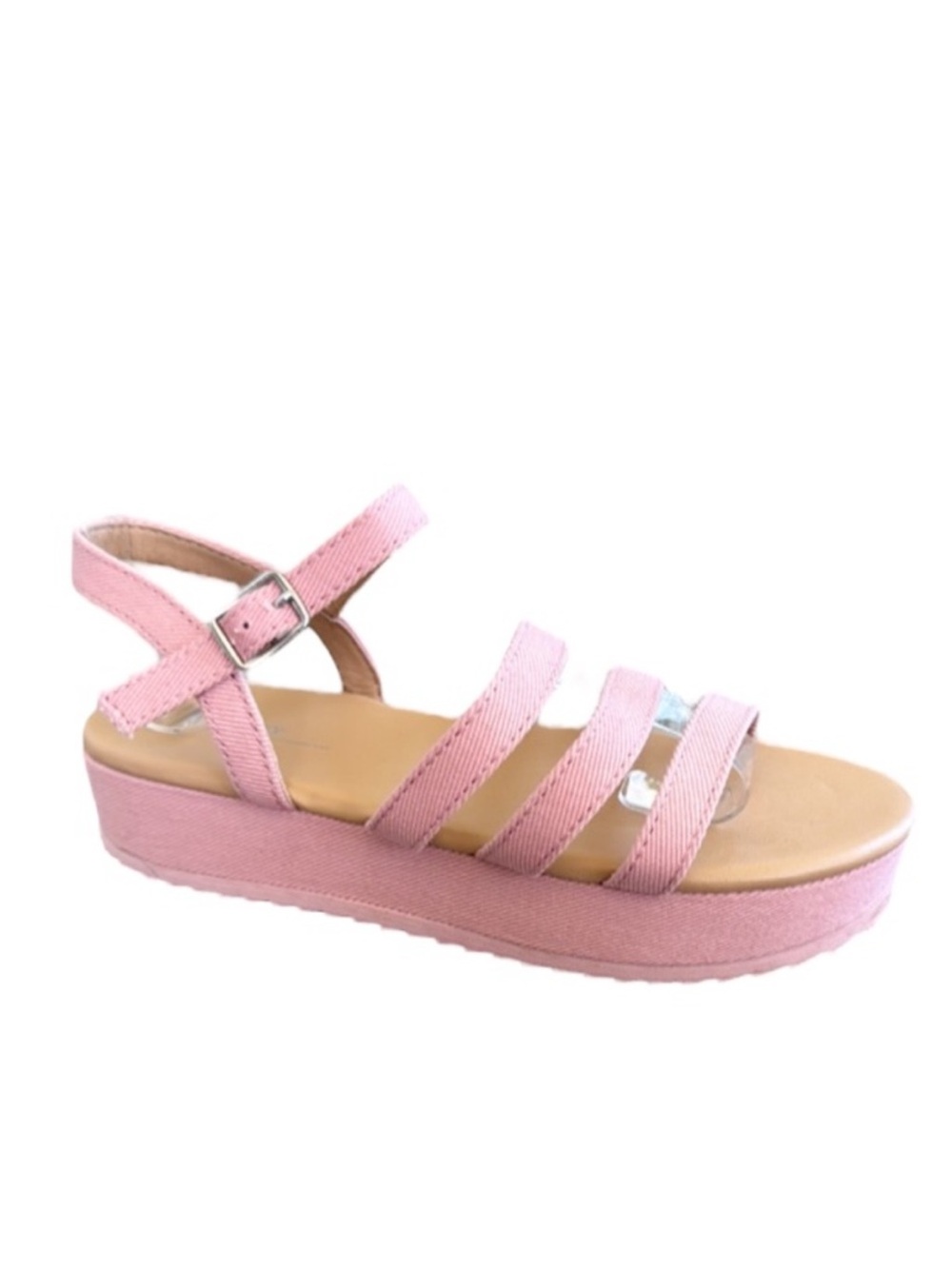 Old Navy girl’s abalone pink strappy platform sandals size 3Y